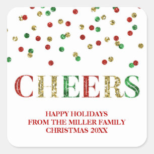 Gold Red Glitzer Confetti Chefjets Custom Quadratischer Aufkleber