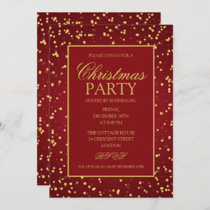 Gold Red Glitzer Dos Weihnachtsfeier Einladung