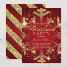 Gold & Red Glitzer Snowflake Weihnachten Weihnacht