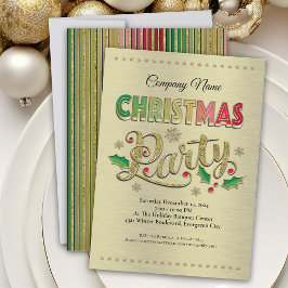 Gold Red Green Christmas Party Einladung