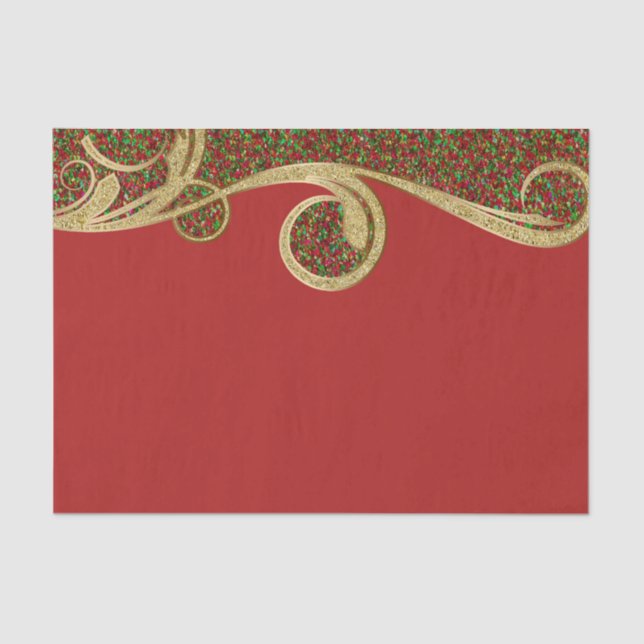 Gold Red Green Holiday Weihnachts Glam Geschenk Wr Seidenpapier (Vorderseite)