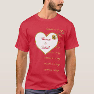 Gold Red Heart Romance Niedlich Moderner Valentins T-Shirt