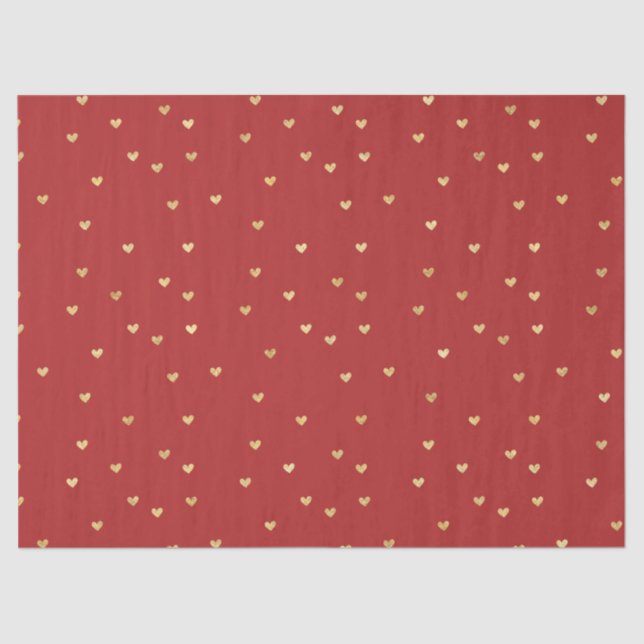 Gold Red Hearts Seidenpapier (Vorderseite)