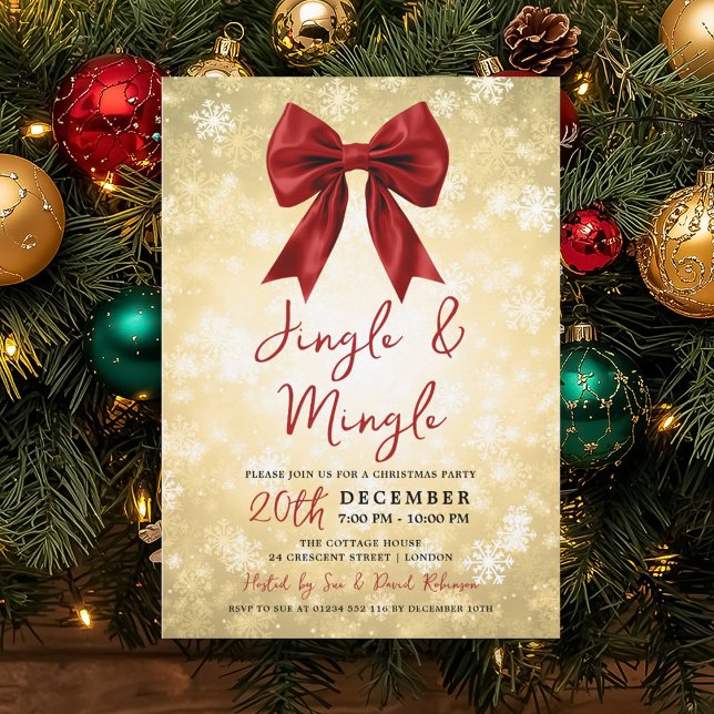 Gold Red Jingle Mingle Christmas Winter Wonder Einladung (Gold Red Jingle Mingle Christmas Winter Wonder Invitation)