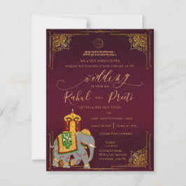Gold Red Lord Ganesh Indian Wedding Einladung Postkarte