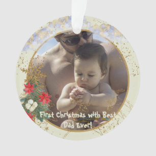 Gold Red Poinsettia Tree Park Bestes Foto Ornament