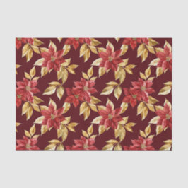 Gold Red Poinsettias Vintage Weihnachten Seidenpapier