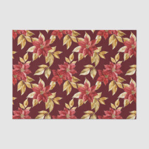 Gold Red Poinsettias Vintage Weihnachten Seidenpapier