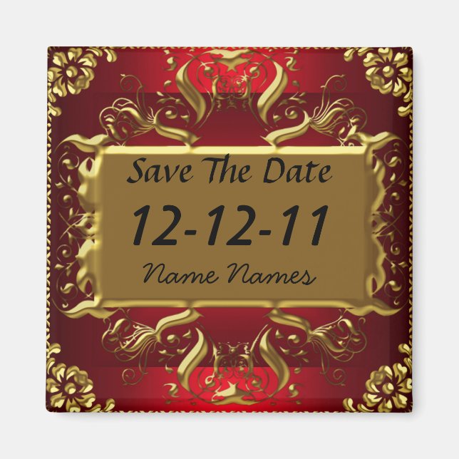 Gold Red Save the Date Red Magnet (Vorne)