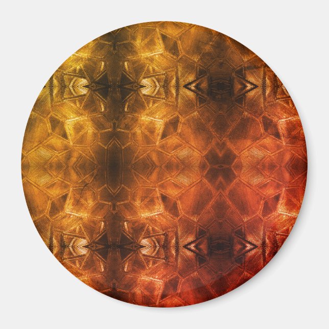 Gold Red Sheen Elegantes Textured Glass Look Magne Magnet (Vorne)