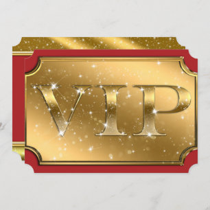 Gold & Red Sparkle Glam VIP Party Event Ticket Einladung