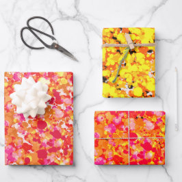 Gold Red Splatted Paint Geschenkpapier Set