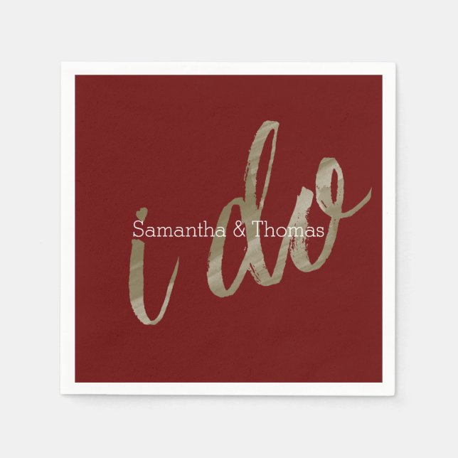 Gold Red WaterColor I Do Serviette (Vorderseite)