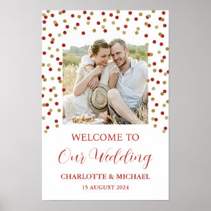Gold Red Wedding Welcome Custom 20x30 Foto Poster
