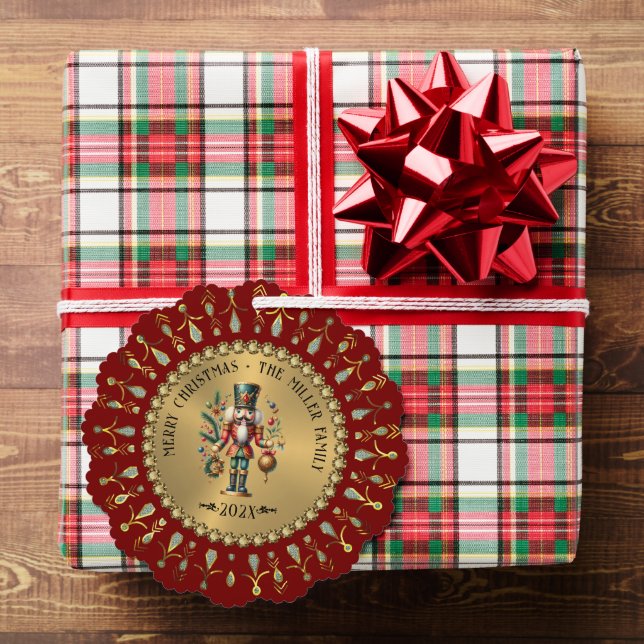 Gold Red White Diamonds Christmas Nutcracker Ornament Karte (Insitu (Geschenk))