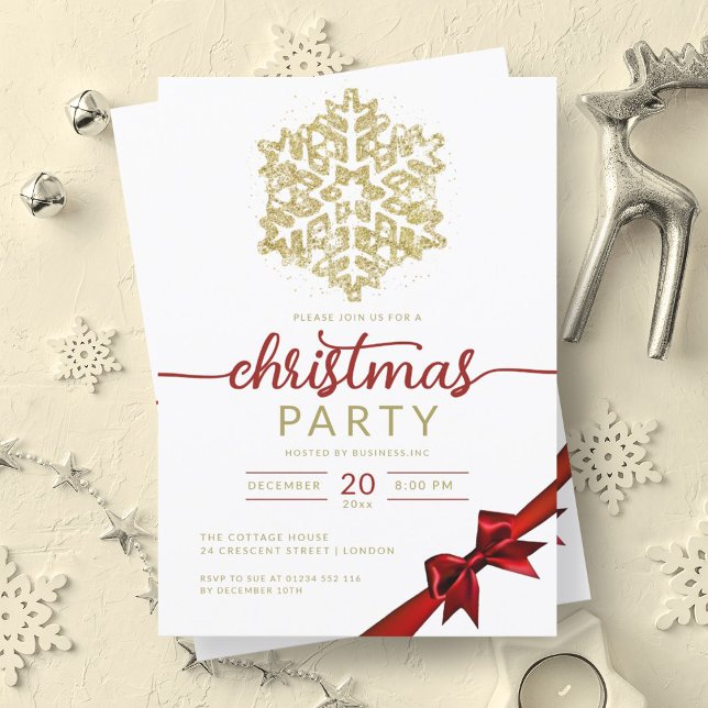 Gold Red Winter Glitzern Snowflake Company Xmas Einladung (Gold Red Winter Glitter Snowflake Company Xmas Invitation)