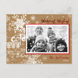 Gold & Red Winter Warmes wünscht Urlaub Modernes F Feiertagspostkarte