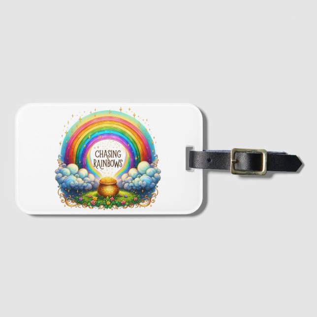 Gold - Regenbogen Gepäckanhänger (Vorderseite (Horizontal))