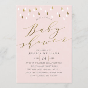 Gold Regentropfen Snd Script Baby Dusche laden pin Einladung