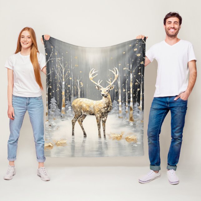 Gold Reindeer Holiday Fleece Blanket (Beispiel)