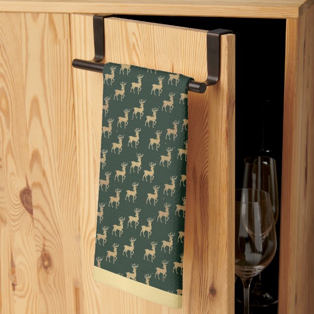 Gold Reindeer Winter Wonderland Kitchen Towels Geschirrtuch (Drittel gefaltet)