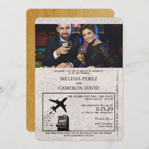 Gold Reno Passport Einladung zur Hochzeit