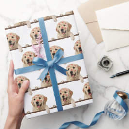Gold Retriever mit Lipstick Kisses Geschenkpapier