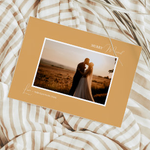 Gold Retro Boho Minimalistisch Fröhlich Verheirate Feiertagskarte