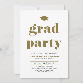 Gold Retro Bold Typografy Graduation Party Einladung