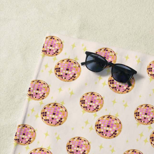 Gold Retro Disco Ball Mirrorball Beige Strandtuch (Beispiel)