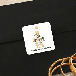 Gold Retro Let's Get Groovy 60. Geburtstag Quadratischer Aufkleber