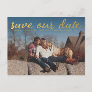 Gold Rette unsere Date Foto Overlay-Postkarte Ankündigungspostkarte