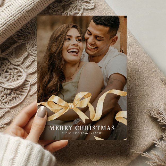 Gold Ribbon Bow Foto Weihnachten (Von Creator hochgeladen)