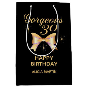 Gold Ribbon Girl Gorgeous 30 Black Happy Geburtsta Mittlere Geschenktüte