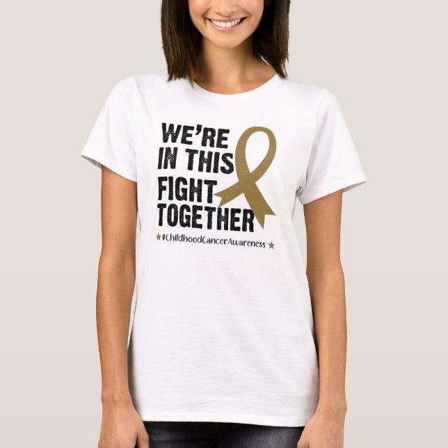 Gold-Ribbon-Kinderkrebs zusammen T-Shirt (Vorderseite)