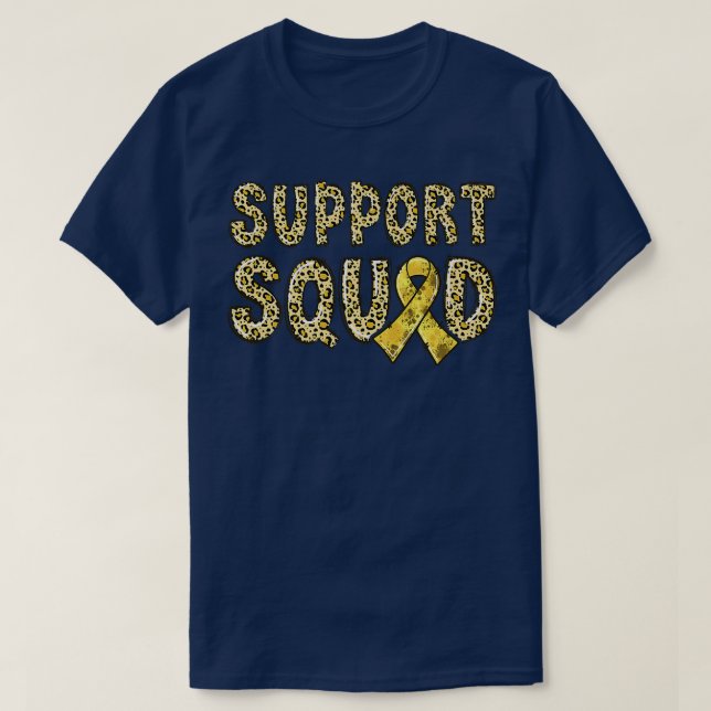 Gold Ribbon Leopard Print Support Squad Kindheit T-Shirt (Design vorne)
