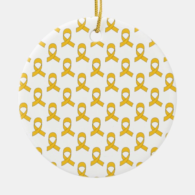 Gold Ribbon-Muster Keramik Ornament (Vorne)