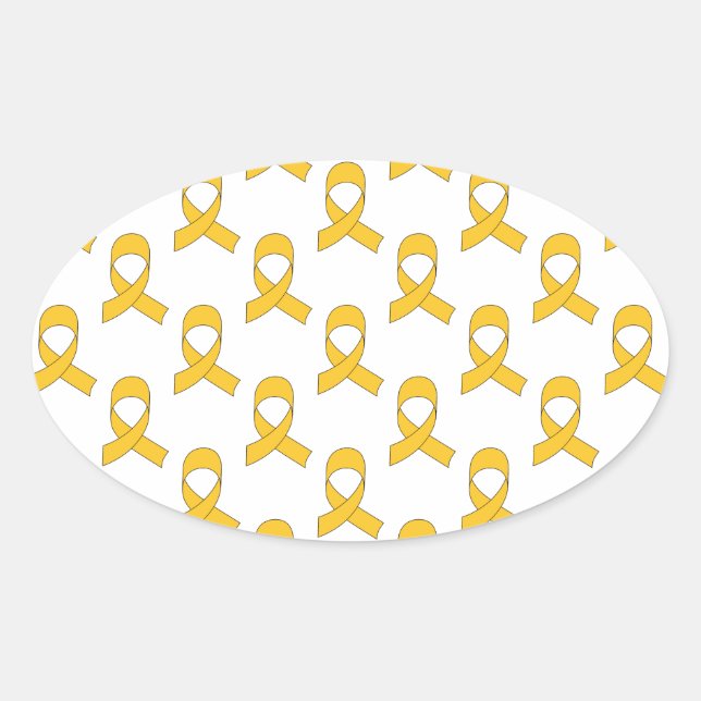 Gold Ribbon-Muster Ovaler Aufkleber (Vorderseite)