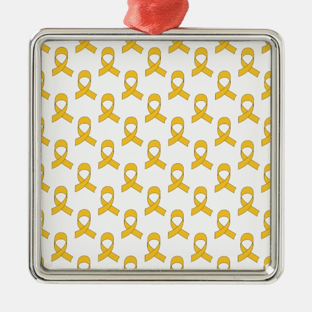 Gold Ribbon-Muster Silbernes Ornament (Vorne)