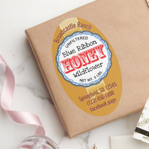 Gold Ribbon Red Vintag Typografy Honey Stickers