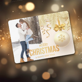 Gold Ribbon Snowflake Bulle Zwei Fotos Weihnachten