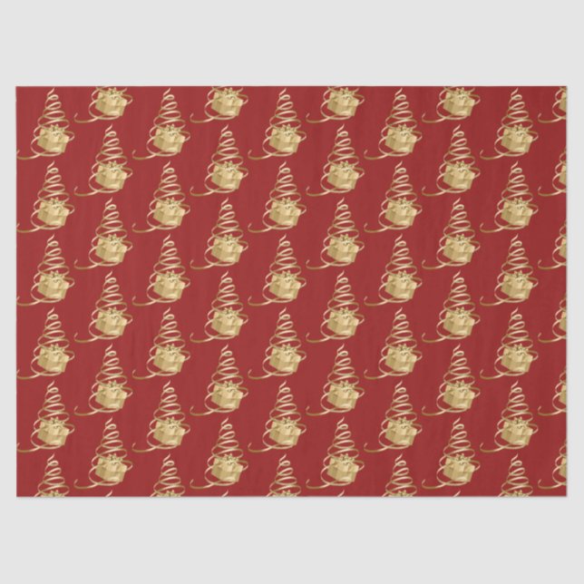 Gold Ribbon Weihnachtsbaum Geschenkpapier Seidenpapier (Vorderseite)