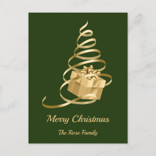 Gold Ribbon Weihnachtsbaum präsent Feiertagspostkarte