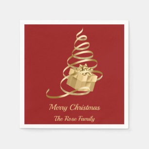 Gold Ribbon Weihnachtsbaum präsent Serviette
