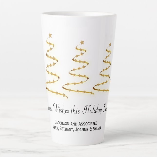 Gold Ribbon Weihnachtsbaumen Business Swag Milchtasse (Vorderseite)