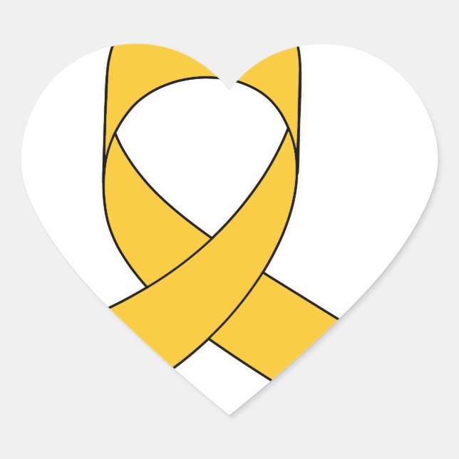 Gold Ribbon Zeichnend Herz-Aufkleber (Vorderseite)