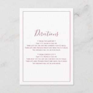 Gold-Richtungskarte der Minimalistischen Rose Begleitkarte