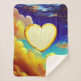 Gold Rimmed Heart Sherpa Blanket Sherpadecke