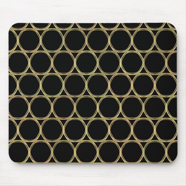 Gold Rings auf Black Modern Chic Mousepad (Vorne)