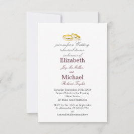 Gold Rings Elegantes Hochzeitessen Probe Dinner Einladung